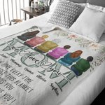 Couverture Familiale Personnalisée avec 1-6 Personnages de Dessin et Noms Cadeau Noël Fête des Mères pour Famille Maman Grand-Mère