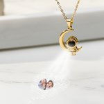 Personalisierte 100 Sprachen Ich liebe dich Projektion Mond und Astronaut Halskette Foto Projektion