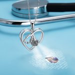 Estetoscopio Corazón Personalizado Te Quiero en 100 Idiomas Collar Foto Proyección Plata de Ley 925