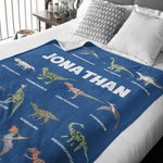 Personalized Fantasy Unicorn Dinosaur Soft Fleece Blanket with Name Birthday Children's Day Gift for Kids