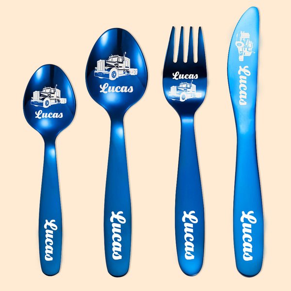 Set di posate da camion personalizzate per bambini