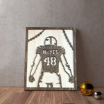 Personalized Back View of Football Player Wooden Frame Home Decor