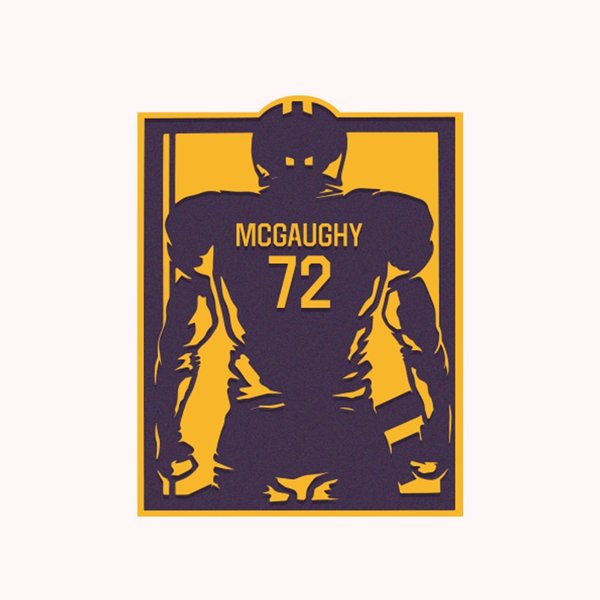 Cadre en bois avec vue de dos d'un joueur de football Décoration de maison personnalisée