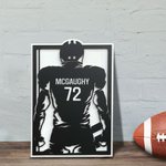 Personalized Back View of Football Player Wooden Frame Home Decor