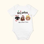Personalized Merry Dog Woofmas Cartoon Style Baby Onesie