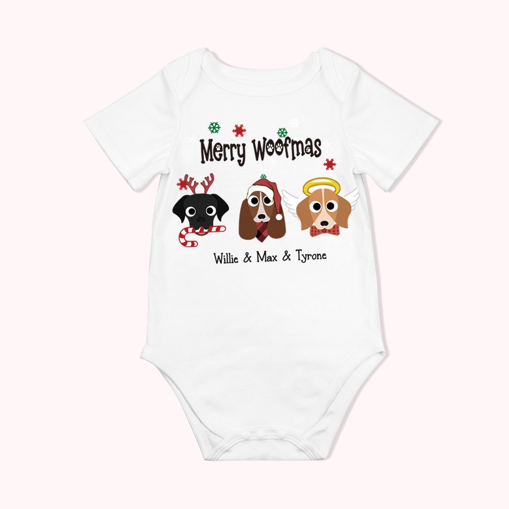 Onesie bébé personnalisé Merry Dog Woofmas Cartoon Style