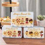 Personalised Food Grade Metal Cute Characters Biscuit Tin with Name and Text Gift for Family or Friend