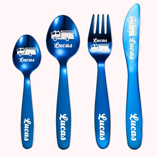 Set de couverts pour voitures de police personnalisé Cadeau pour enfants