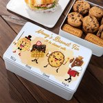Personalised Food Grade Metal Cute Characters Biscuit Tin with Name and Text Gift for Family or Friend