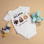 Personalisierte fröhlichen Hund Wuffmas Cartoon-Stil Baby Onesie