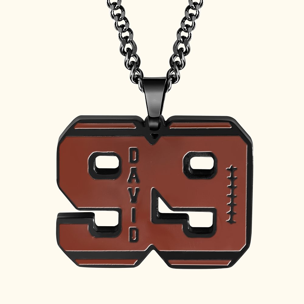 Personalized Football Necklace Engraved Initial Number CALLIE
