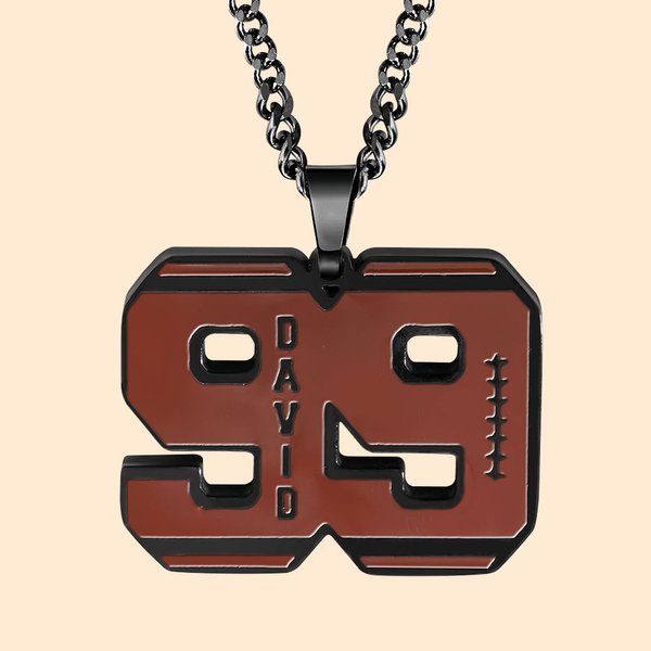 Collier Acier Inoxydable Personnalisé avec Prénom et Chiffre Cadeau pour Amateur de Football Américain