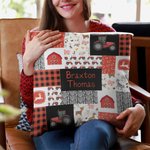 Personalized Christmas Farm Themed Throw Pillow Cushion Cover