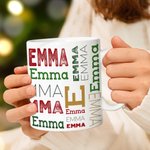 Gepersonaliseerde Kerstmis Herhalende Naam Emaille Mok Camp Mok