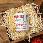 Gepersonaliseerde Kerstmis Herhalende Naam Emaille Mok Camp Mok