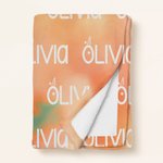 Personalised Cartoon Cute Font Fleece Blanket with Name and Gradient Color High Quality Super Soft Home Decor Birthday Gift for Kids