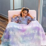 Personalised Cartoon Cute Font Fleece Blanket with Name and Gradient Color High Quality Super Soft Home Decor Birthday Gift for Kids