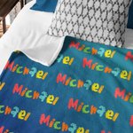 Personalised Cartoon Cute Font Fleece Blanket with Name and Gradient Color High Quality Super Soft Home Decor Birthday Gift for Kids