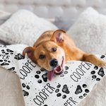 Gepersonaliseerde Paw Print Zachte Fleece Deken met Naam Verjaardagscadeau voor dierenliefhebbers