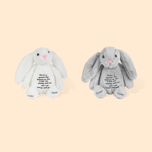 Gepersonaliseerd Zacht Katoen Opgevuld Konijntje Pluche Knuffel Speelgoed met Tekst Paasherinnering Cadeau voor Kinderen