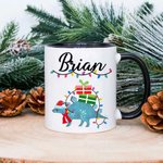 Tasse émaillée Dinosaure de Noël personnalisée