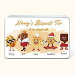Personalised Food Grade Metal Cute Characters Biscuit Tin with Name and Text Gift for Family or Friend
