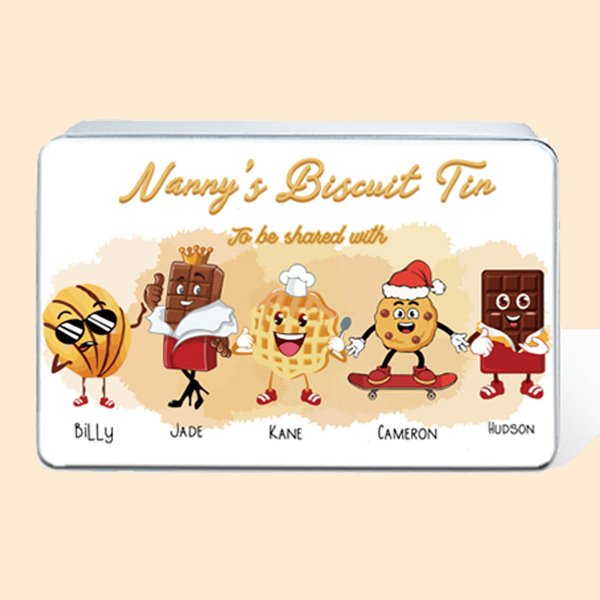 Food Grade Metal Character Biscuit Tin with Name