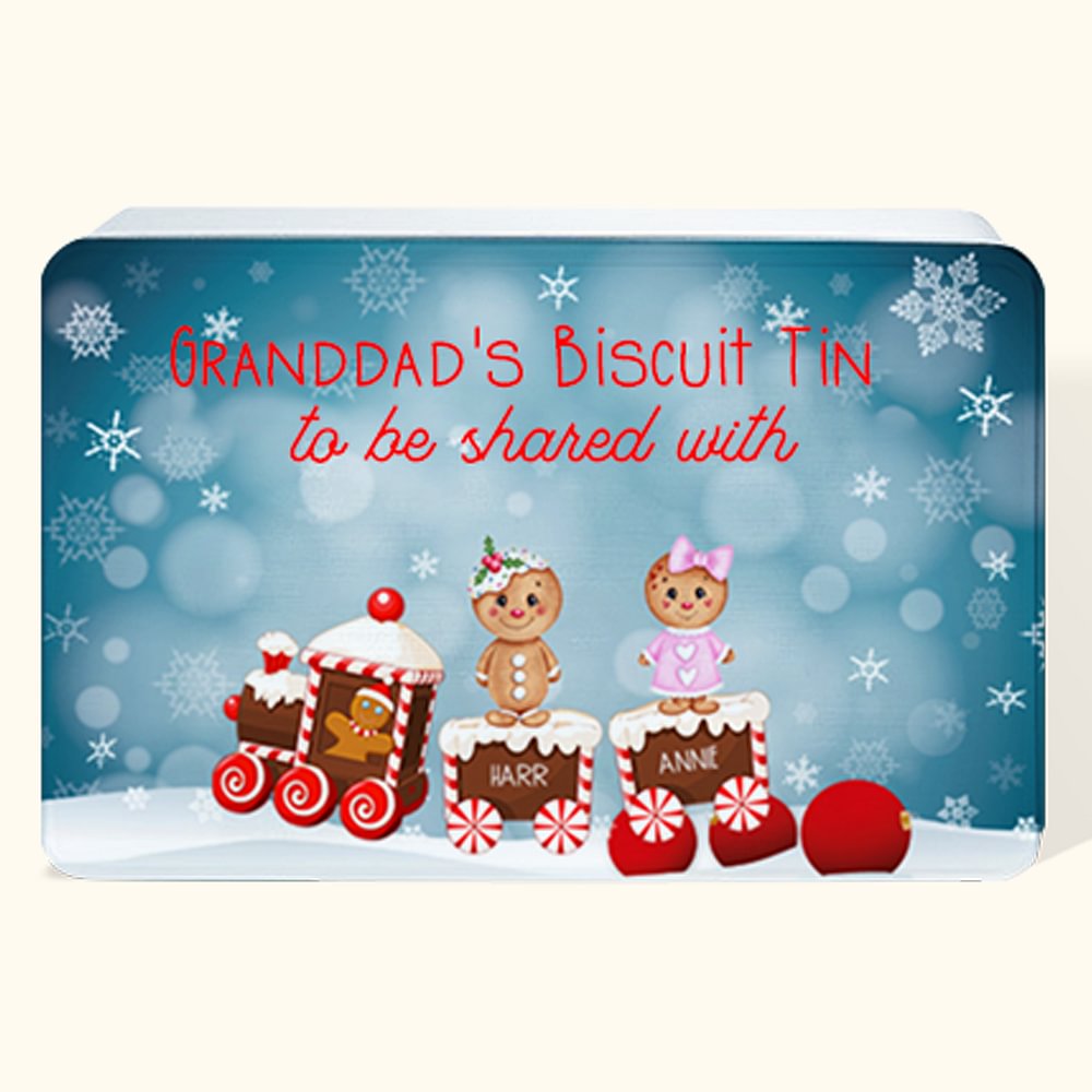 Boîte à Biscuits en Métal Personnalisée avec Texte et Personnage de Bonhomme Pain d'Épice Cadeau de Noël pour Famille et Grands-Parents