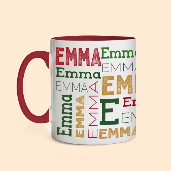 Gepersonaliseerde Kerstmis Herhalende Naam Emaille Mok Camp Mok