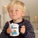 Tasse émaillée Dinosaure de Noël personnalisée