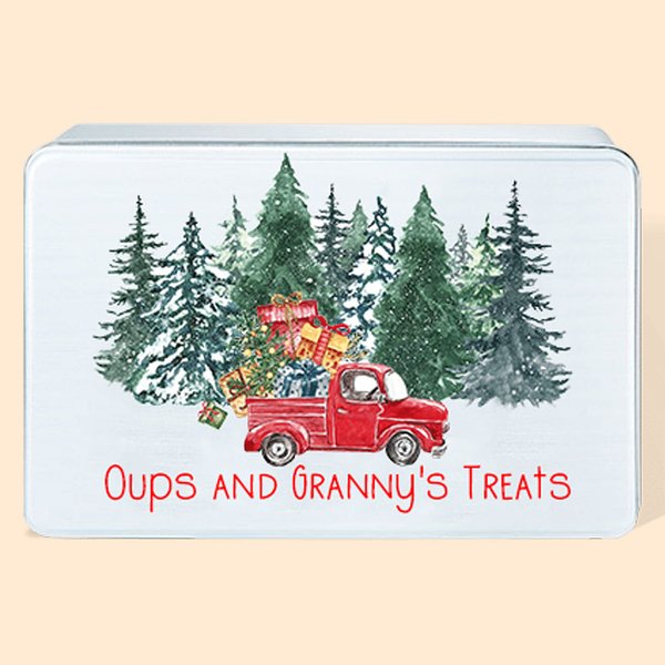 Personalized Metal Christmas Truck Biscuit Tin