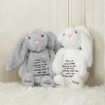 Personalized Soft Cotton Stuffed Bunny Plush Comforter Toy with Text Easter Keepsake Gift for Kids