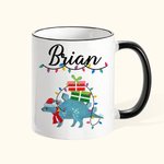Tasse émaillée Dinosaure de Noël personnalisée