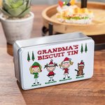 Lata de galletas de metal con clipart familiar navideño personalizado