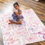 Personlig akvarell fjärilar Anti Pilling Fleece filt med namn Färgglada heminredning Födelsedagspresent till henne