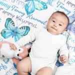 Personlig akvarell fjärilar Anti Pilling Fleece filt med namn Färgglada heminredning Födelsedagspresent till henne