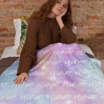 Personalised Cartoon Cute Font Fleece Blanket with Name and Gradient Color High Quality Super Soft Home Decor Birthday Gift for Kids