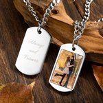 Personalized Photo Keychain Necklace with Engraved Text Birthday Anniversary Gift for Family Friend