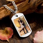 Personalized Photo Keychain Necklace with Engraved Text Birthday Anniversary Gift for Family Friend