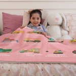 Personalized Work Vehicles Construction Trucks Kids Blanket with Name for Boys Girls Truck Lover Couch Sofa Bed Decor