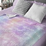 Personalised Cartoon Cute Font Fleece Blanket with Name and Gradient Color High Quality Super Soft Home Decor Birthday Gift for Kids