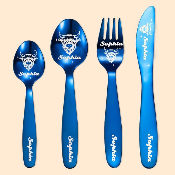 Personalized highland Cow Cutlery Sets Gift
