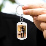 Personalized Photo Keychain Necklace with Engraved Text Birthday Anniversary Gift for Family Friend