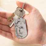 Herren-Foto-Schlüsselanhänger Schwarz-Titan-Stahl