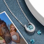 Personalized Good Luck Horseshoe Birthstone Necklace with CZ Sterling Silver Jewelry Christmas Birthday Gift for Women Girls Mother