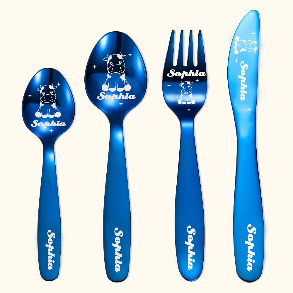 Coffrets de couverts personnalisés Vache mignonne Cadeau