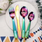 Set di posate personalizzate con coniglietto carino con nomi in acciaio inox per bambini, stoviglie per bambini, regalo di compleanno per bambini.