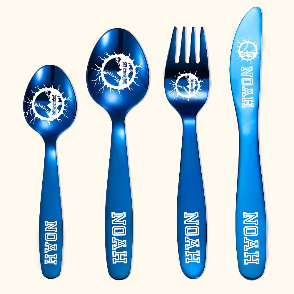 Couverts de Baseball Personnalisés avec Nom et Motif Base-ball Cadeau Anniversaire Noël pour Amoureux des Sports