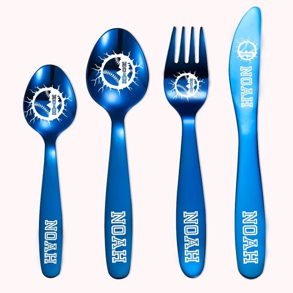 Couverts de Baseball Personnalisés avec Nom et Motif Base-ball Cadeau Anniversaire Noël pour Amoureux des Sports