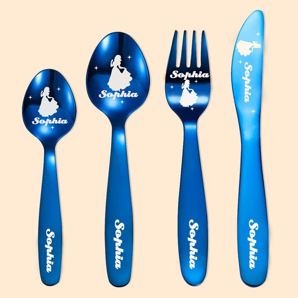 Personalized Princess Cutlery Set Gift for Kids